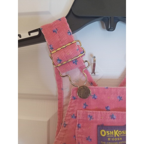 VTG 80s OshKosh B'gosh Pink Floral Print Corduroy Bib Overalls 18 Months - Picture 10 of 16